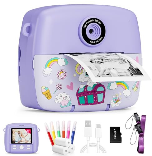 Camara de Fotos instantaneas,1080p vídeo Camara instanea,2,4 HD Camara Fotos Infantil con Tarjeta SD de 32GB,Regalos comunion niña para cámara instantánea,Juguetes niños 3 4 5 6 7 8 9 10 años