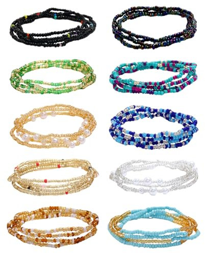 10 Chaînes De Taille Pour Femmes, Chaînes De Perles De Taille Élastiques, Chaînes De Ventre Pour Filles, Chaînes De Danse Du Ventre D'Été, Chaînes Décoratives De Taille, Chaînes De Corps