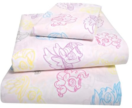 Franco My Little Pony Einhorn-Bettwäsche-Set für Kinder, superweich, Premium-Baumwolle, 3-teiliges Bettlaken-Set, Doppelbett, offizielles Lizenzprodukt