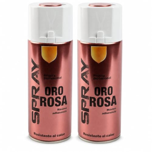 various Pintura Spray Oro Rosa Metalizado Brillo, 2 x 400 ml | Aerosoles de 400 ml con acabado Oro Rosa metalizado brillante para metal, madera, cartón, cerámica y plástico