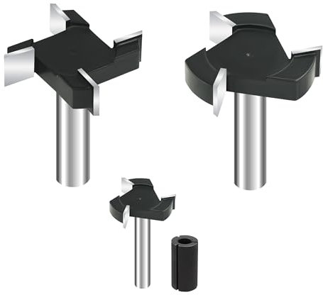 3 PCS Set CNC Spoilboard Surfacing Router Bit, 1/2'' & 1/4'' Shank, 2 Inch Cutting Diameter, Slab Flattening Router Bit, Insert Carbide Router Planer Bit Wood Dado Planer Bit