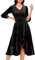 HomRain Women's 3/4 Bell Sleeve Velvet Cocktail Dresse for Evening Party Vintage Wedding Guest Dress Velvet-Black M