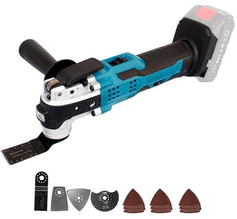 Akku-Multifunktionswerkzeug für Makita 18V Akku, 3° Swing, Multitool mit 6 Geschwindigkeiten und LED-Licht, oszillationswerkzeug zum Entfernen,Schaben,Schneiden, Ohne Akku (A)