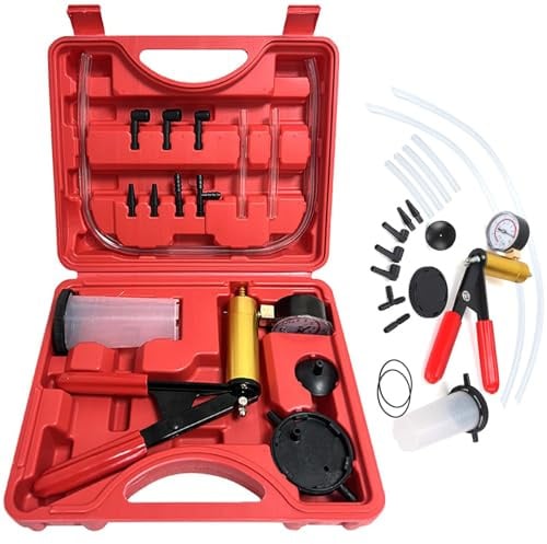 Mordely 2 in 1 Brake Bleeder and Coolant Pressure Tester Kit, Hand Held Vacuum Pump for Brake Fluid Bleeding, Cooling System Leak Test Tool for Cars, Motorcycles and Trucks
