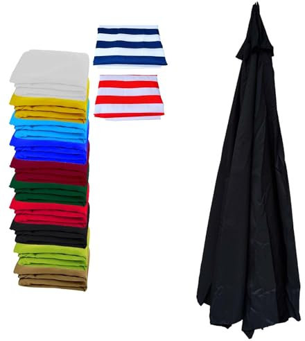 Housse de rechange pour parasol de terrasse, parasol de jardin, toile de rechange pour parasol déporté/déporté - Noir - 2,7 m - 6 baleines