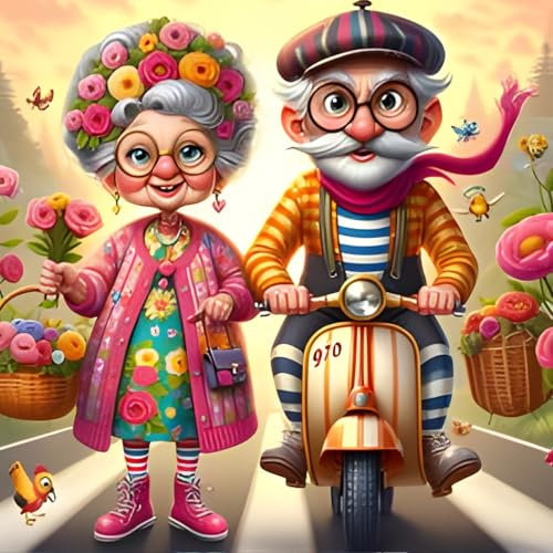 QINRUBB DIY Ältere Menschen Diamond Painting Erwachsene, 5D Liebhaber Diamant Painting Bilder Anfänger, Runder Vollbohrer Diamanten Malerei Stickerei Kreuzstich Geschenke Home Wand Dekor 30x30cm