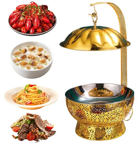 Chafing Dish Buffet Set, 6l Gold Stainless Steel Hanging Lid Dining Stove, Buffet Servers And Warmers Set With Hanging Cover For Home, Restaurant, Parties, Banquets, Weddings And Hotel
