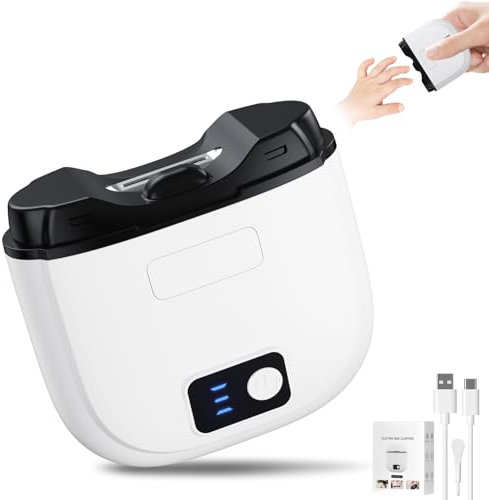Larimuer Coupe-ongles électrique pour bébés, enfants, adultes – Coupe-ongles de sécurité automatique avec 3 vitesses, écran LCD, bac de récupération et chargement USB pour personnes âgées