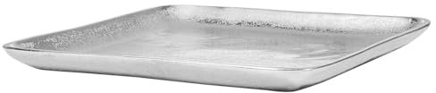 BUTLERS 6er-Set Deko-Platte BANQUET Aluminium 25x25cm | Quadratische Servierplatte strukturiert | ideal für Tischdeko Badezimmer Gastronomie