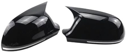 NVDERTA Kompatibel mit Seitenverkleidung, Horn-Stil, Carbon-Muster, Spiegelkappen, Zusatz, kompatibel mit Audi A4 S4, A5 S5 B8 8K, A6 S6 4F C6, A8 S8 D3, Q3 SQ3 2012–2015, A3 8P(Bright Black)