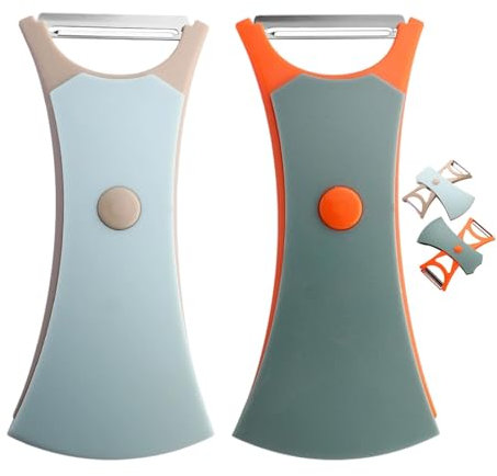 2-in-1 Schäler, 2 Stück Sparschäler Tupper, Gemüseschäler, Gurkenschäler, Julienneschneider Streifen Schäler, mit Scharfer Klinge und Rutschfestem Griff für Karotten, Karotten, Obst