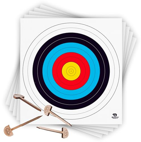 BEARPAW PRODUCTS Zielscheibenauflage 20 Stück Blatt Nach FITA Auflagen Für Bogenschießen Zielscheibe Auflage Zielscheiben Scheibenauflagen Zielpapier Für Jagd & Schießen (40 cm x 40 cm)