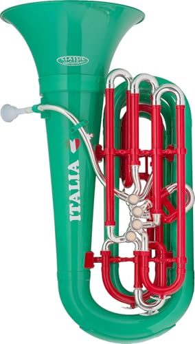 Classic Cantabile KT-30IT MardiBrass Kunststoff Italien-Tuba, Stimmung: Bb | Modell: KT-30IT, Limitierte Special Edition Italien mit Sonderlackierung in Rot-Silber-Grün, Mundrohr & Maschine: Messing