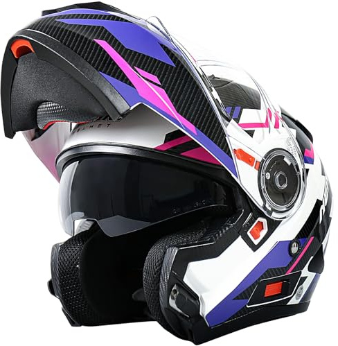 NENKI Klapphelm Integralhelm Motorradhelm mit Sonnenblende und Visier, ABS-Schale, ECE 22.06, M-XXL