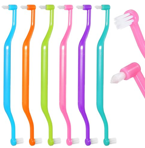 6 Stück Tuft Zahnbürste Einbüschelbürste,Weich Büschelzahnbürste,Doppelseitige Kleine Zahnbürste Tuft Toothbrush,für Zahnspangen- und Detailreinigung, Plaque- und Zahnsteinentfernung