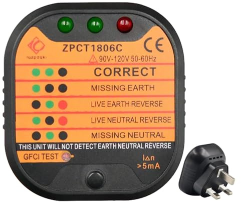 Socket Tester, Uk220-250v Mains Outlet Voltage Detector, Circuit Polarity Checker With LCD Display, Electric Wiring Safety Tool‌