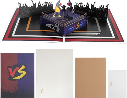 KQDRAVINE 3D Pop-Up Boxen Geburtstagskarte, Boxkampf Geschenkkarte für Männer, Lustige Geburtstagskarte für Boxer, Mit Umschlag, Perfekt für Boxen Fans und Sportliebhaber
