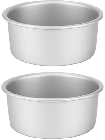 Auddemg Rund Backformen für Kuchen, Ø 15 cm, Kuchenform aus eloxiertem Aluminium mit abnehmbarem Boden, 2er Set, Silber