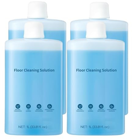Liquide de nettoyage de sol, nettoyant for sol en bois dur, for serpillière et aspirateur robot humide et sec, 1Le, Compatible avec Roborock(4 packs)
