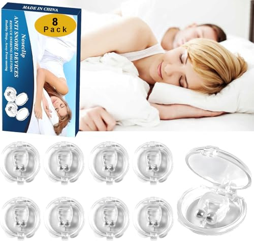 8 Stück Schnarchstopper, Anti Schnarch, Nasenspreizer, Nasenstöpsel Gegen Schnarchen,Wiederverwendbares SchnarchgeräT, Einfach Zu Bedienen,Anti Schnarch Nasenclip (Transparent)