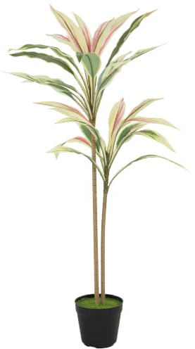HOMCOM Artificial Cordyline Tree, 90 cm, 29 Leaves, Yellow, Outdoor | Fake Cordyline Tree, Realistic PEVA Faux Plant, Moss Effect Pot, Home Indoor Decor