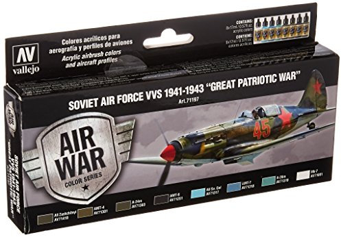 Acrylicos Vallejo VJ71197 Soviet Air Force Vvs 1941-43 Great Patriotic War Model Air Set, 17 ml (Pack of 8)