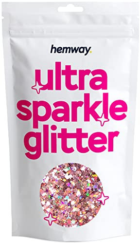 Hemway Ultra Sparkle Glitter - Rose Gold Holographic Mix | Mixed Metallic Flakes for Resin & Epoxy Crafts | Supplies for Tumblers, Festival, Hair, Face, Body, Eye & Nail Art Decoration | 100 g