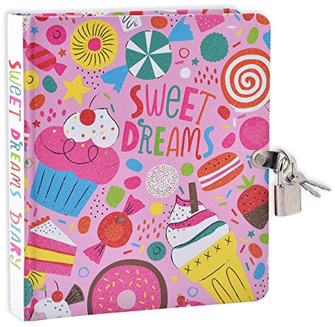 MollyBee Kids Sweet Dreams Pink Glitter Lock and Key Diary for Girls