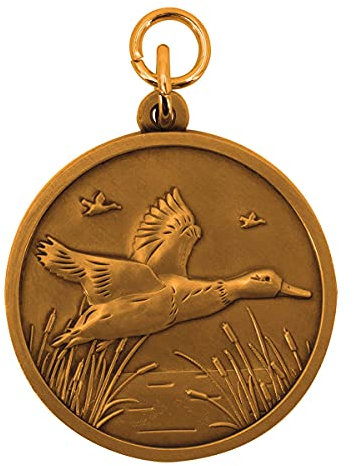 Deitert Jagdmedaille mit Name oder Wunschtext graviert, Motiv - Ente -, Bronze, personalisierte Jagdauszeichnung, Trophäe