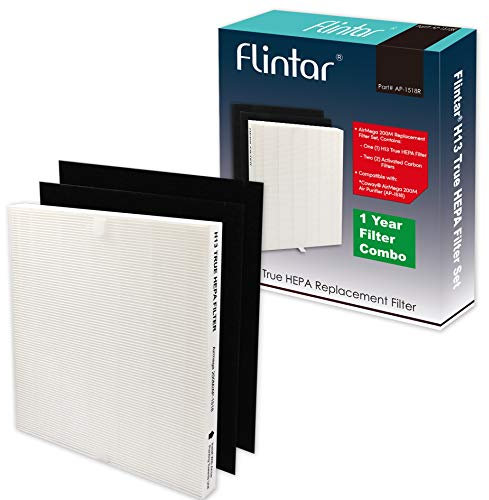 Flintar H13 True HEPA Replacement Filters, Compatible with Coway Air Purifier AP-1512HH and Airmega 200M, H13 Grade True HEPA and 2 Activated Carbon Filters (1-Pack)