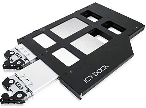 Icy Dock Caddy Rack Mobile, Adaptateur Lecteur 2X SSD NVMe M.2 pour Baie Lecteur CD/DVD Odd Ultra Slim (9.5mm) avec connecteur OCuLink SFF-9402 - ToughArmor MB852M2PO-B