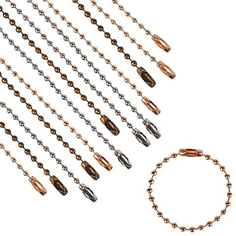 PandaHall 180 Stück 3 Farben Kugelketten 3.7 Zoll Perlenverbinder Verschluss Metallkette Mit Anschlüssen Für Tags Kette, Schlüsselanhänger, Schmuckzubehör, Bastelprojekte, 2.2 mm