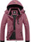 GEMYSE Damen Wasserdichte Berg-Skijacke Winddichte Skijacke Fleece Outdoor-Winterjacke mit Kapuze (Rosa,XL)