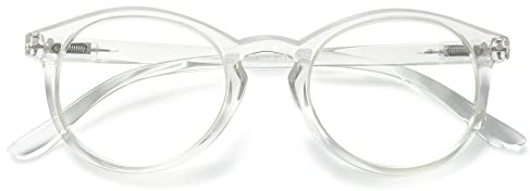 KOOSUFA Mode Anti Blaulicht Lesebrille Runde Federscharnier Damen Herren | Blaulichtschutz, Komfort, Modern Retro-Optik, Vollrand, PC-Rahmen, Harzlinsen, Mehrere Farboptionen, 0.0 bis 4.0x