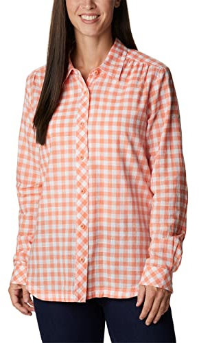 Columbia Camp Henry III Chemise à manches longues pour femme, vichy de récif de corail, taille XXL