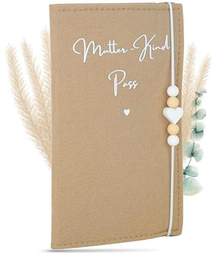 MAHEWA® Mutter-Kind-Pass-Hülle Österreich aus Filz | MKP-Hülle Muki-Pass-Hülle Oesterreich Filz Mutterpass-Organizer Tasche Schutzhülle | Mutterkindpass-Umschlag Mama-kindpass | Beige