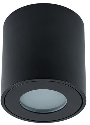 EDO Aufbaustrahler KLARS Black IP44 Wasserfeste Deckenlampe LED, Runde LED Deckenleuchte, LED Lampe für Badezimmer, GU10 Fassung 230V Aufbauleuchte, Badlampe Deckenleuchte Aufputz EDO777339