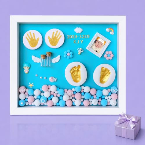 MCstars Kit för handavtryck och fotavtryck minnessak händer gjutningssats, nyfödd baby barnkammare minneskonst fotoram kit bebislista sök baby shower bildramar för nya föräldrar