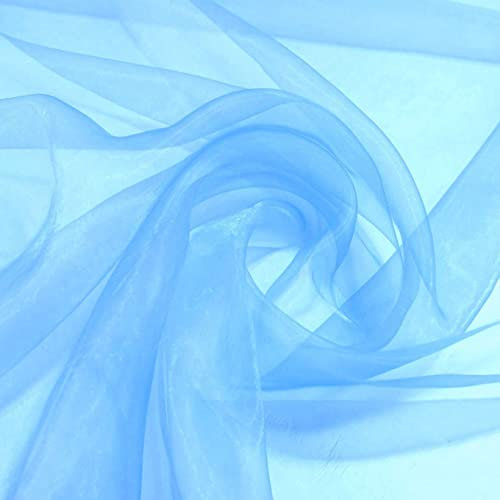 TOLKO 1m Organza Stoffe zum Nähen Meterware | Hauch Zart, Fein, Durchsichtig | zum Dekorieren Basteln 145cm breit | leichter Glanz Stoff für Gardine Vorhänge Tischdecken Deko Schals (Hell Blau)