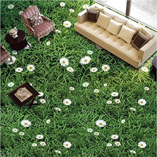Benutzerdefinierte Boden Malerei Wand Papier Pflanze Blumen Gras Grüne Wiese 3D Wandbilder Bodenbelag PVC Wasserdichte Bodentapete Dekoration-200x140cm (79 x 55 in)