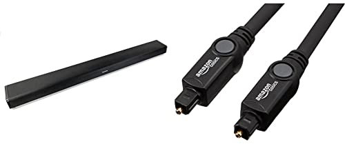 GRUNDIG DSB 970 All-in-One Soundbar mit integriertem Subwoofer, Slim Design, 2.1 Kanal Dolby Atmos, Schwarz & Amazon Basics Toslink Optisches Digital-Audiokabel, 1,8 m