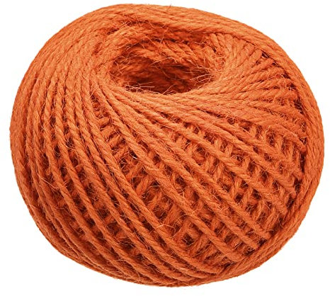 sourcing map Cuerda de yute natural de 164 pies, 2 mm, color naranja, para manualidades, jardinería, agrupación, decoración del hogar