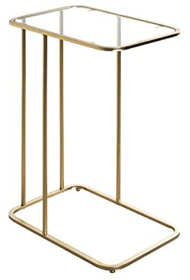 HAKU Möbel Beistelltisch Gold, Metall, Sicherheitsglas - Maße: B 45 cm x H 65 cm x T 30 cm, Style: Art Deco
