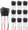 Kundorf 10pcs Kippschalter(mit Draht)) 12v 20A rund einrastbare 3 polig Schalter Wippschalter Schalter Truck Trailer Auto KFZ Button für Abschleppwagen PKW Truck Jeep mit 5 Farbe LED Dot Light