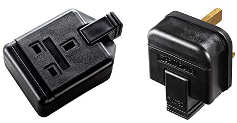 Masterplug ELS13B-01 Heavy Duty Single Socket Trailing Socket, without Plug and Cable, 13 Amp, Black & HDPT13B-MP Heavy Duty 13 Amp Rewireable Plug, 57.5 x 48 mm, Black