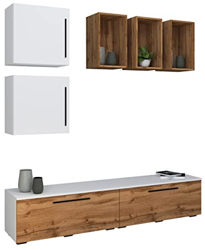 VCM TV Lowboard TV cabinet wall unit living room wall unit Arila L TV Lowboard TV cabinet wall unit living room wall unit Arila L White/honey oak
