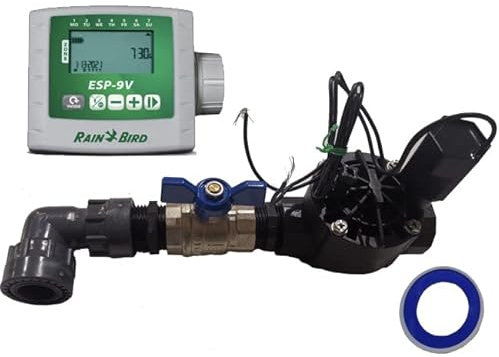 Suinga Sistema de Riego Automático para jardin de 1 zona con Programador de Pilas y Electroválvula Rain Bird HV 1 9v