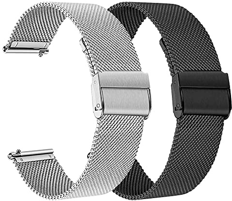 Uhrenarmband Kompatibel für IOWODO Smartwatch R3 Pro Armband, Metallarmband für IOWODO R8/R5/R3 Pro/R3/R2/X2/X1 Ersatz-Silikonarmband (Silber+Schwarz)
