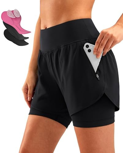 Women's Mountain Bike Shorts 4D Padded Cycling Riding Road Biking Bicycle Biker Cycle Padding UPF 50+ Shorts for Women Zipper Pockets(Black,L)