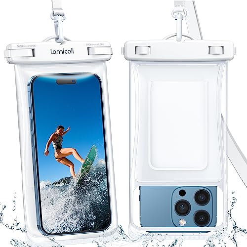 Lamicall wasserdichte Handyhülle, Wasserfeste Handytasche - [2025 Airbag Design] 2 Stück Unterwasser Hülle mit Kartenhalter, IPX8 Waterproof Phone Case für iPhone, Sumsung, Smartphone bis zu 7 Zoll